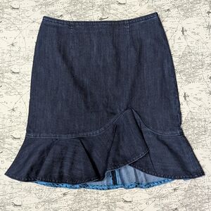 Leifsdottir Dark Blue Asymmetrical Skirt with Ruffle Detail Size 8